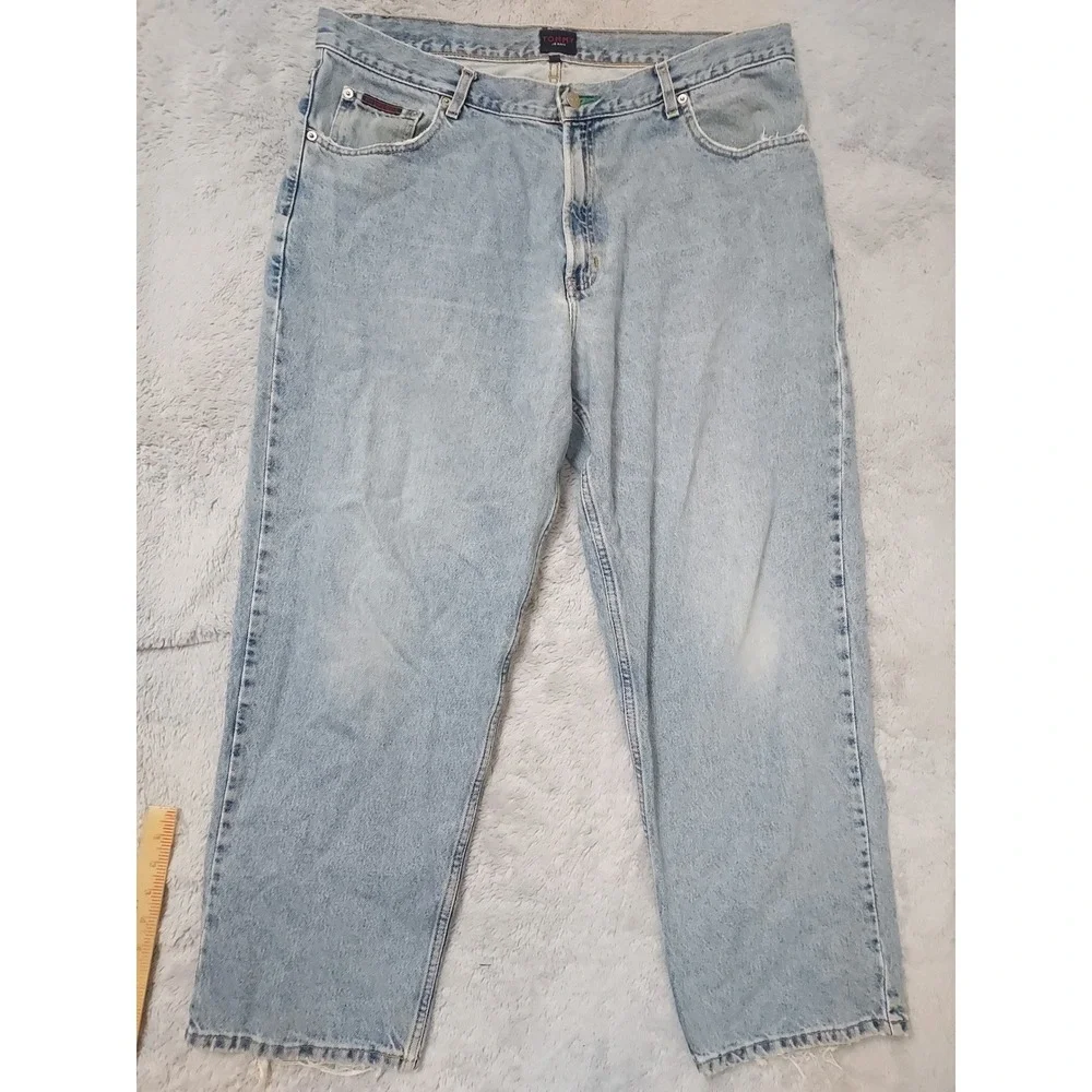 Vintage Tommy Hilifiger Jeans Men 40x30 Baggy Skater Grunge Loose Fit Distressed